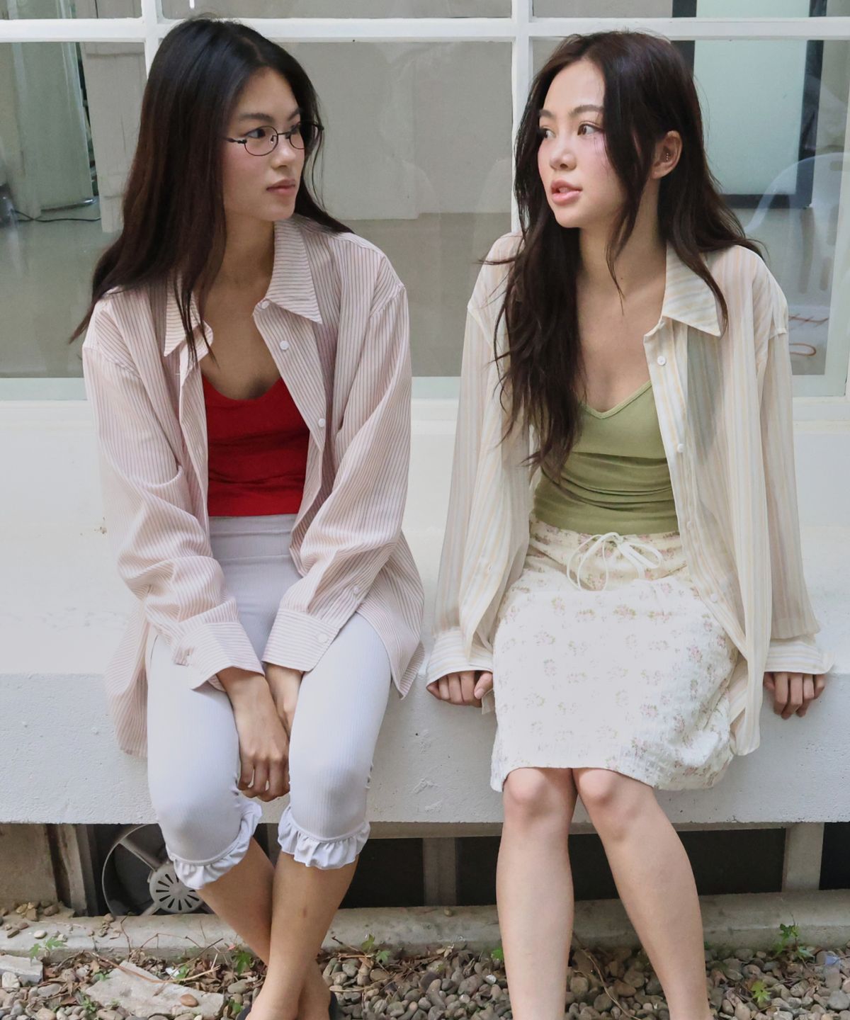 포에브(POEV) Sheer Striped Shirt [3 COLOR]