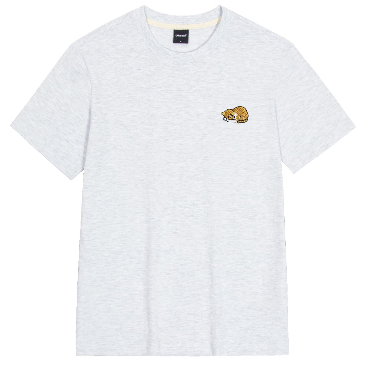옥스타(OKSTAR) 졸린치즈냥 자수 반팔티