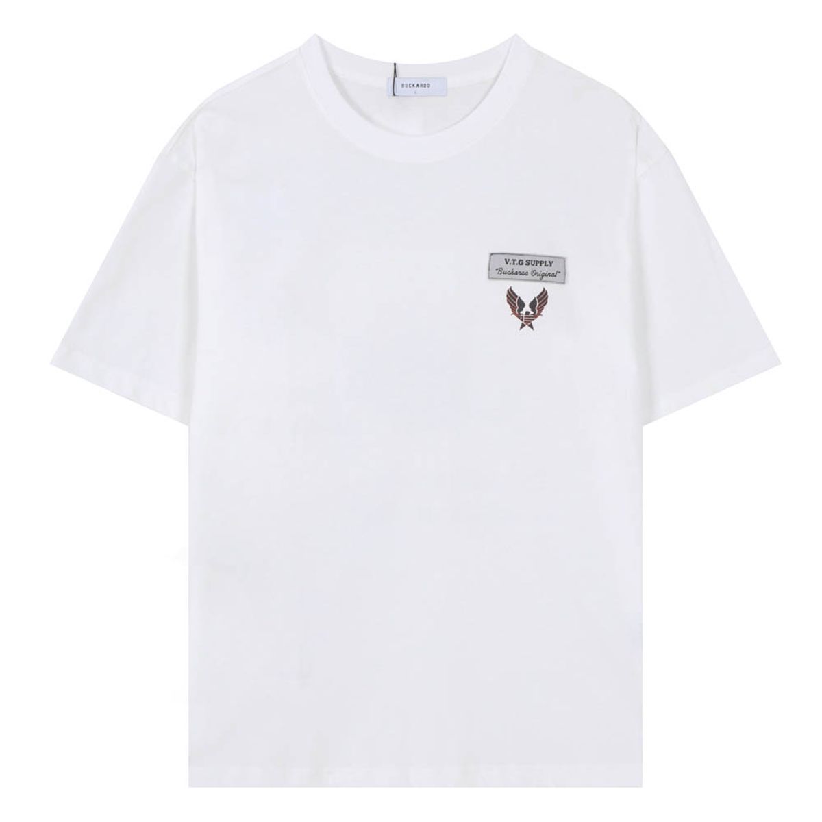 버커루(BUCKAROO) 20수 싱글 루즈핏 AVIATOR 반팔 티셔츠 화이트
