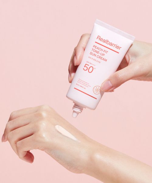 Realbarrier Peach Fit Tone Up Sunscreen 50ML x 2 + [Gift] Extreme Cream Light 25ML + Spot Serum 10ML + Cleansing Foam 15ML