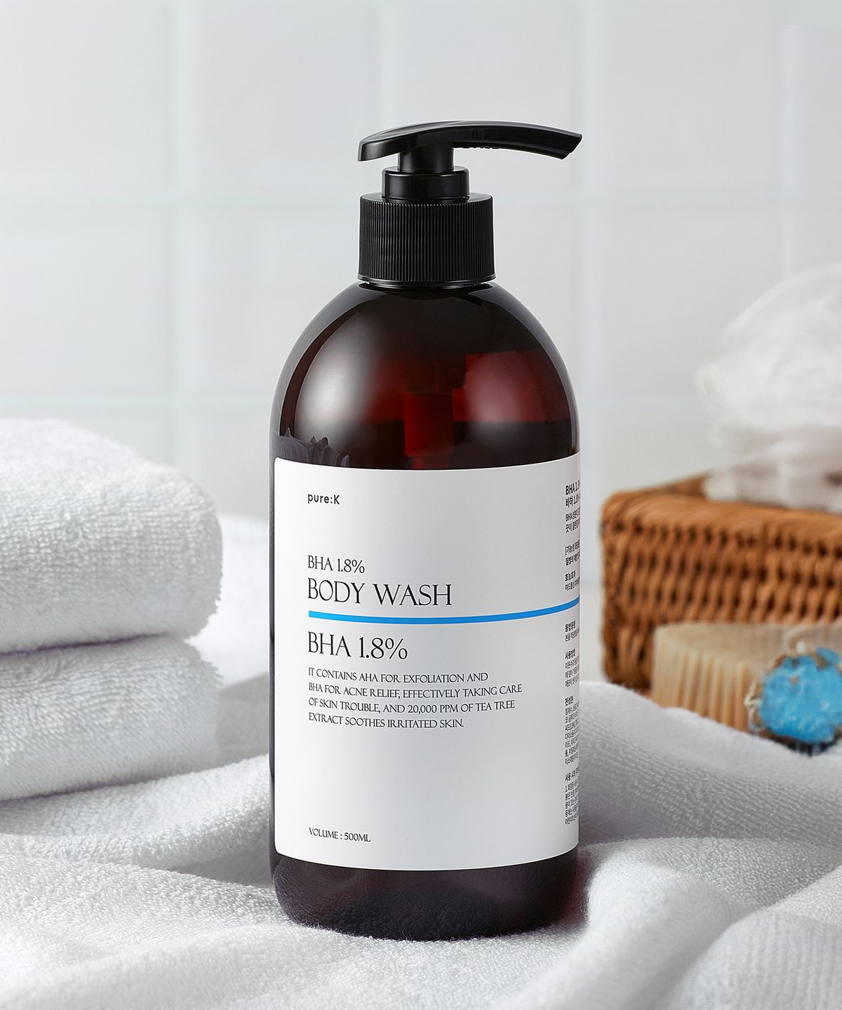 퓨어케이(PURE K) BHA 1.8% 트러블 케어 바디워시 라임앤바질만다린 500ml