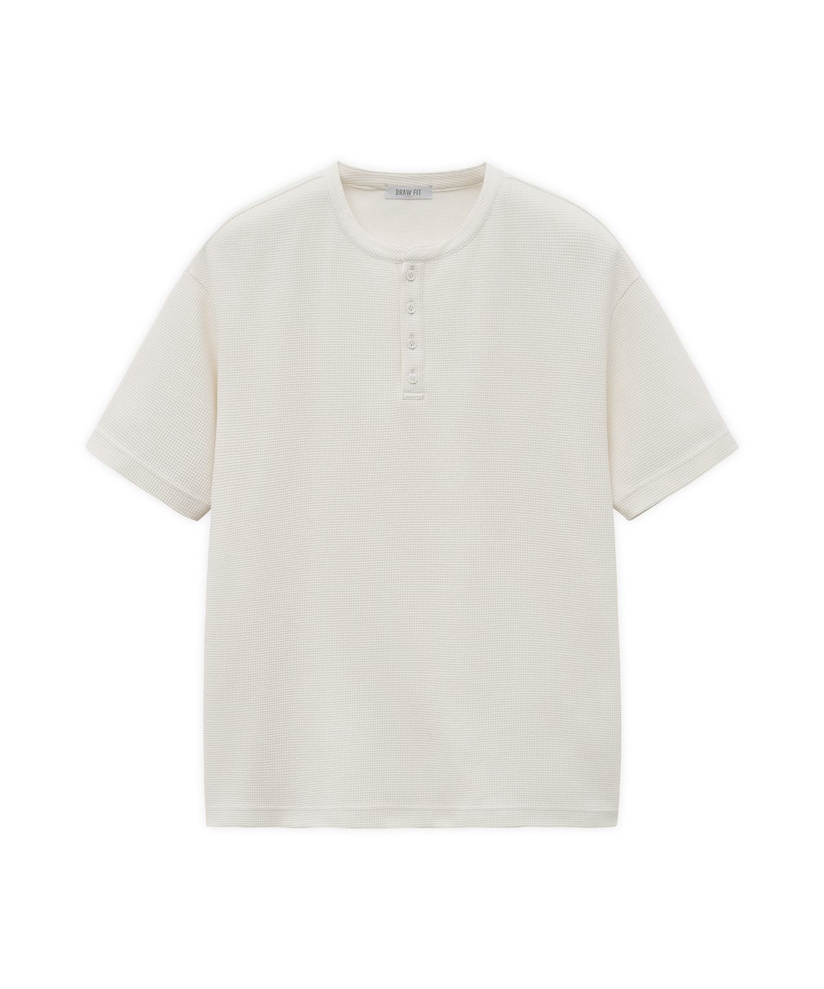 드로우핏(DRAW FIT) 와플 헨리넥 하프 티셔츠 [IVORY]