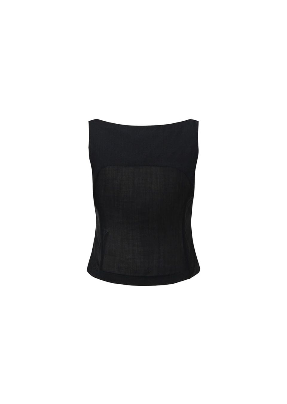 MUSINSA | AMOMENTO SHEER SCOOP NECK TWO WAY VEST