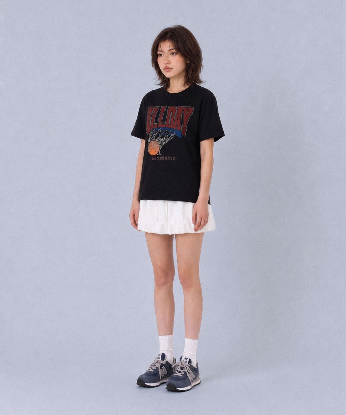 올데이훕스(ALL DAY HOOPS) 올데이 빅로고 반팔티 블랙