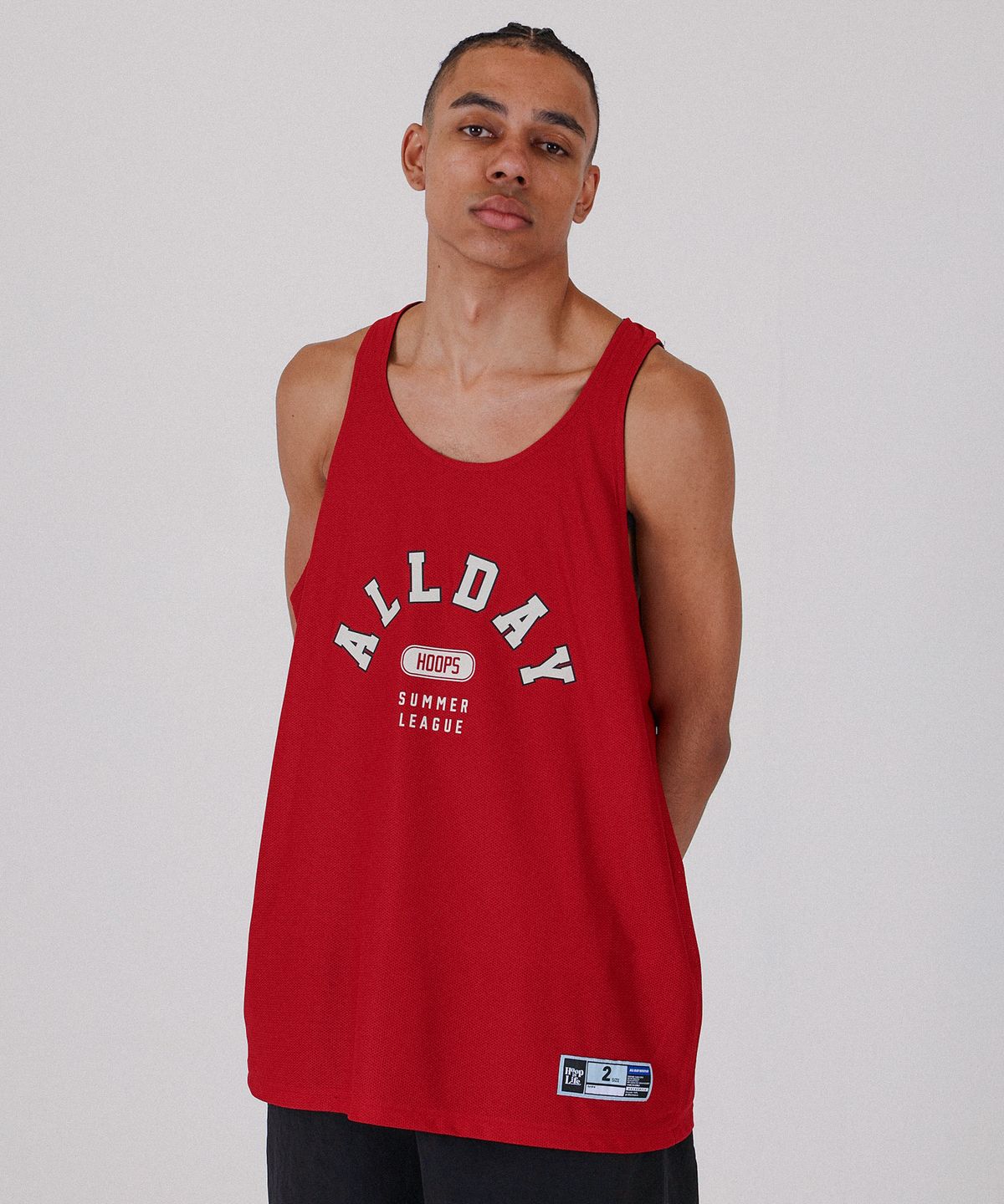 올데이훕스(ALL DAY HOOPS) ADH 아치로고 클래식 양면져지 [블랙/딥레드]