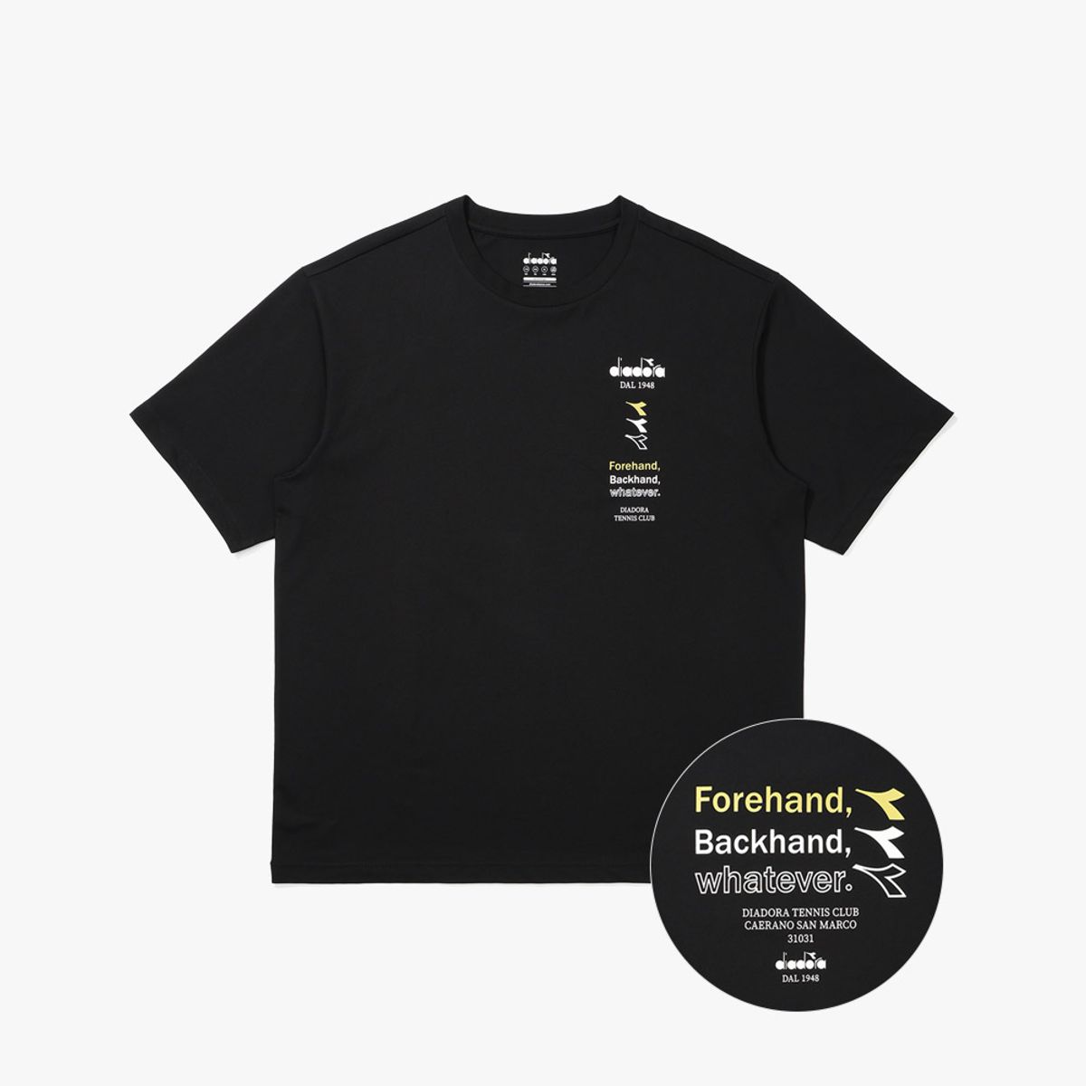 디아도라(diadora) AIRTEX 레터링 반팔 티셔츠 BLACK