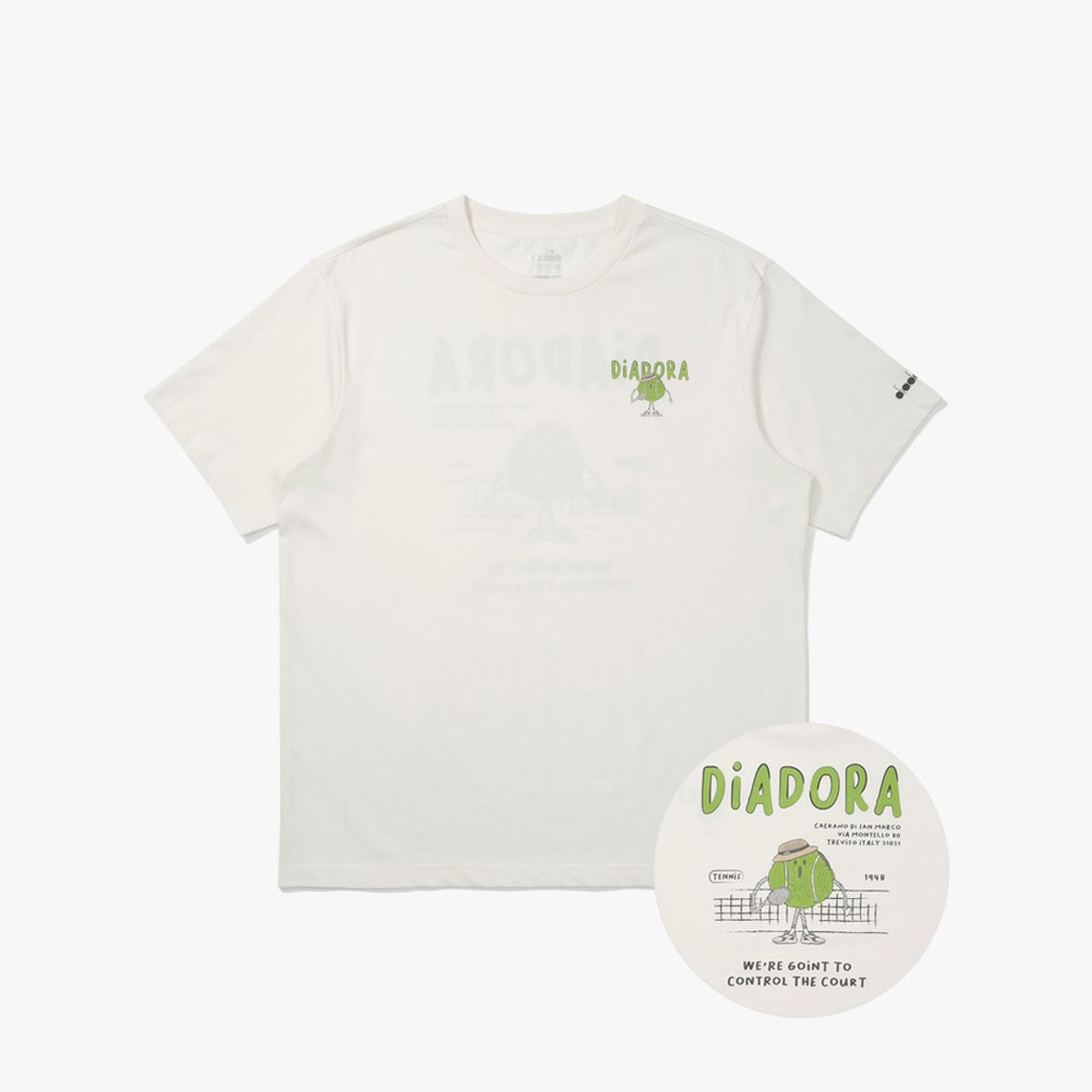 디아도라(diadora) 테니스볼 그래픽 반팔 티셔츠 OFF WHITE