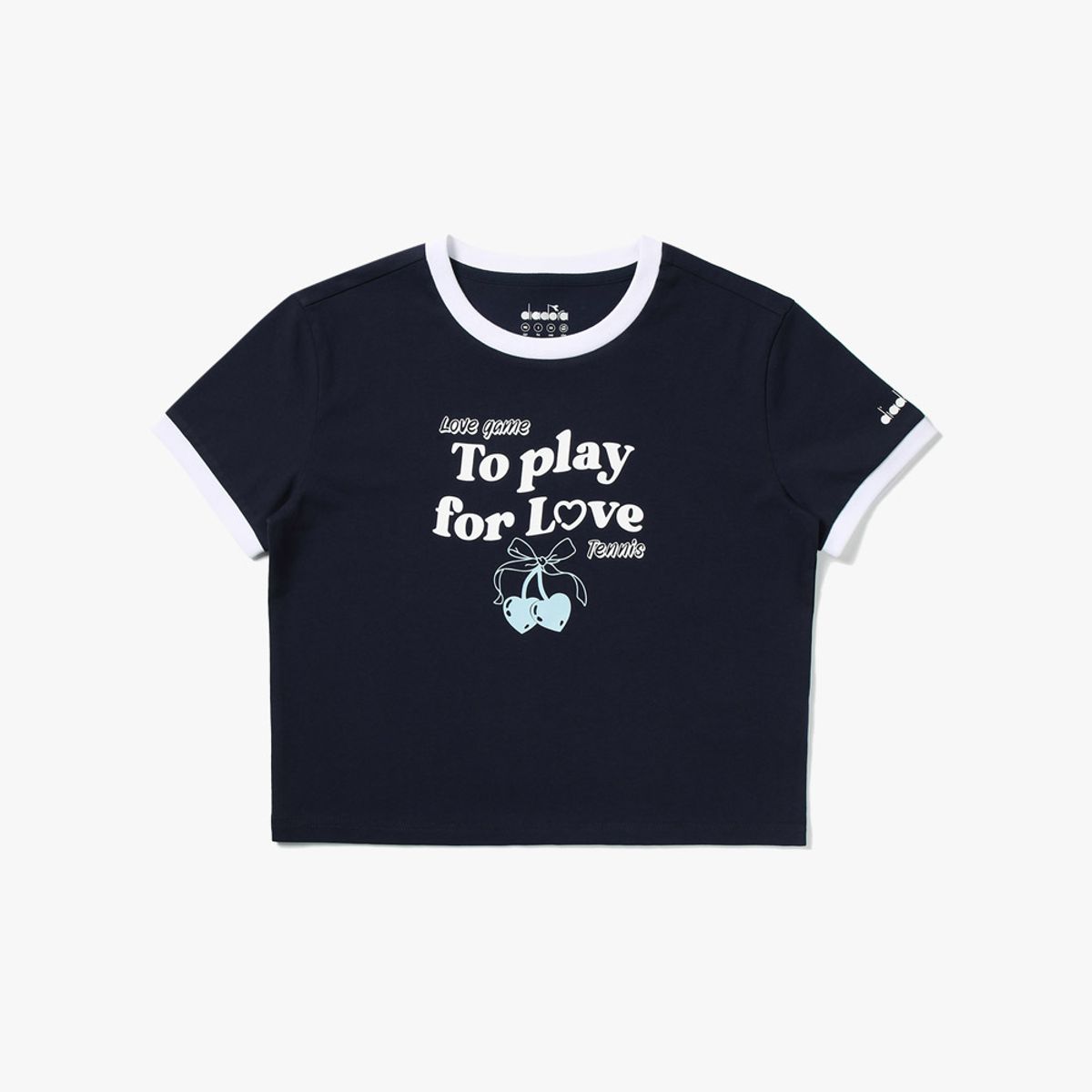 디아도라(diadora) 플레이포러브체리 링거 반팔 티셔츠 NAVY