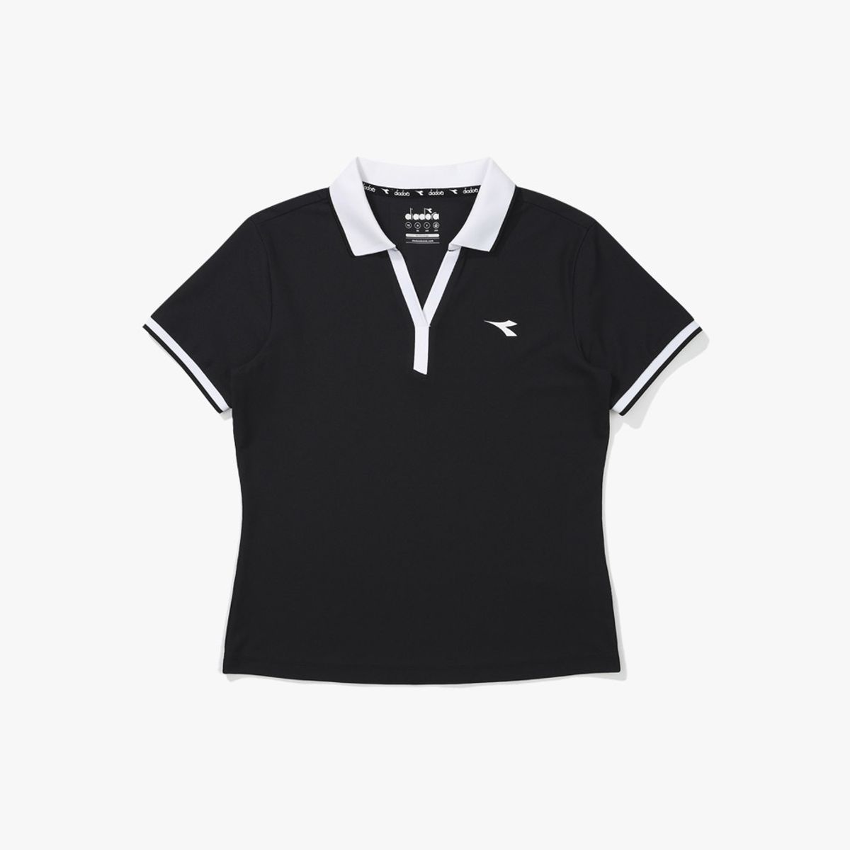 디아도라(diadora) 클래식 테니스 카라 반팔 티셔츠 우먼 BLACK