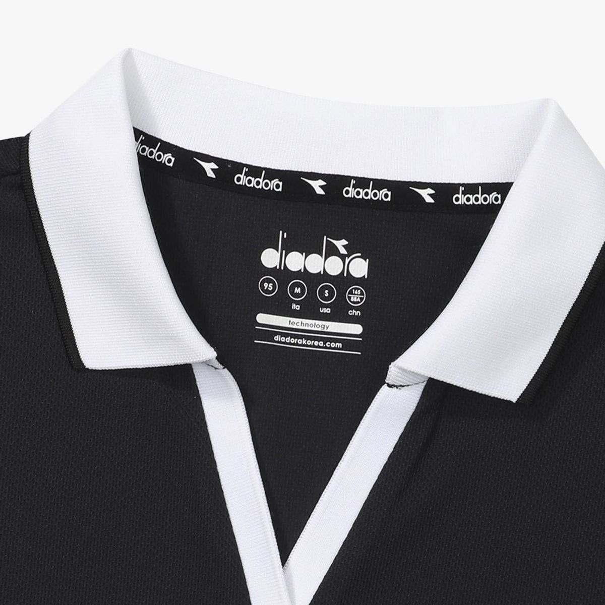 디아도라(diadora) 클래식 테니스 카라 반팔 티셔츠 우먼 BLACK
