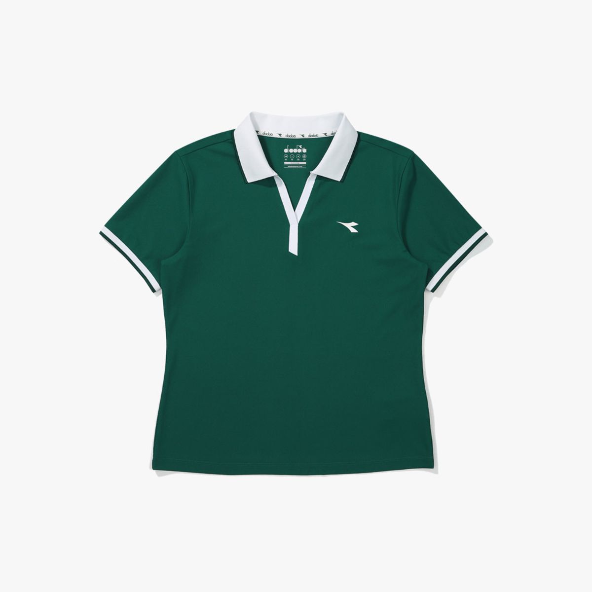디아도라(diadora) 클래식 테니스 카라 반팔 티셔츠 우먼 GREEN