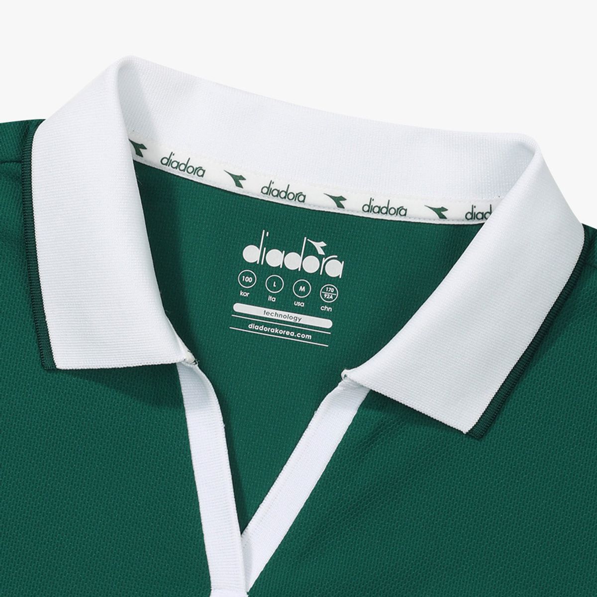 디아도라(diadora) 클래식 테니스 카라 반팔 티셔츠 우먼 GREEN