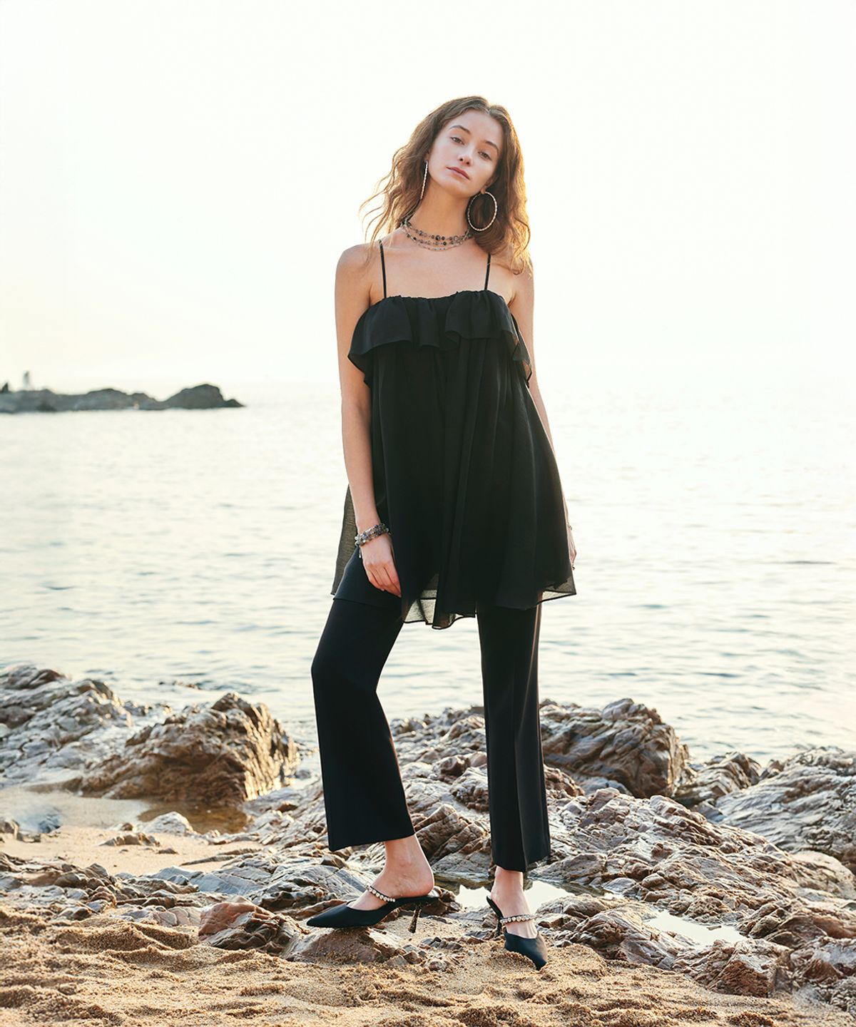 아이스가든에이오공팔(ICE GARDEN A.508) Flared Trousers_Black