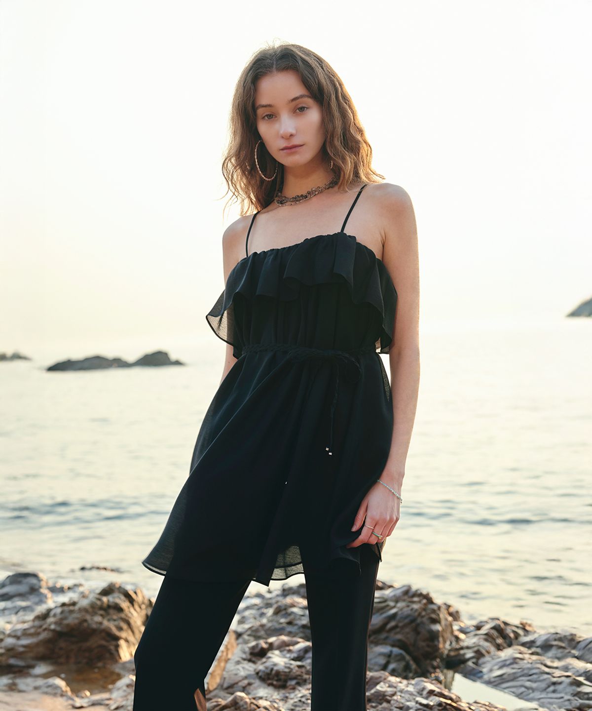 아이스가든에이오공팔(ICE GARDEN A.508) Ruffle Tea Dress_Black