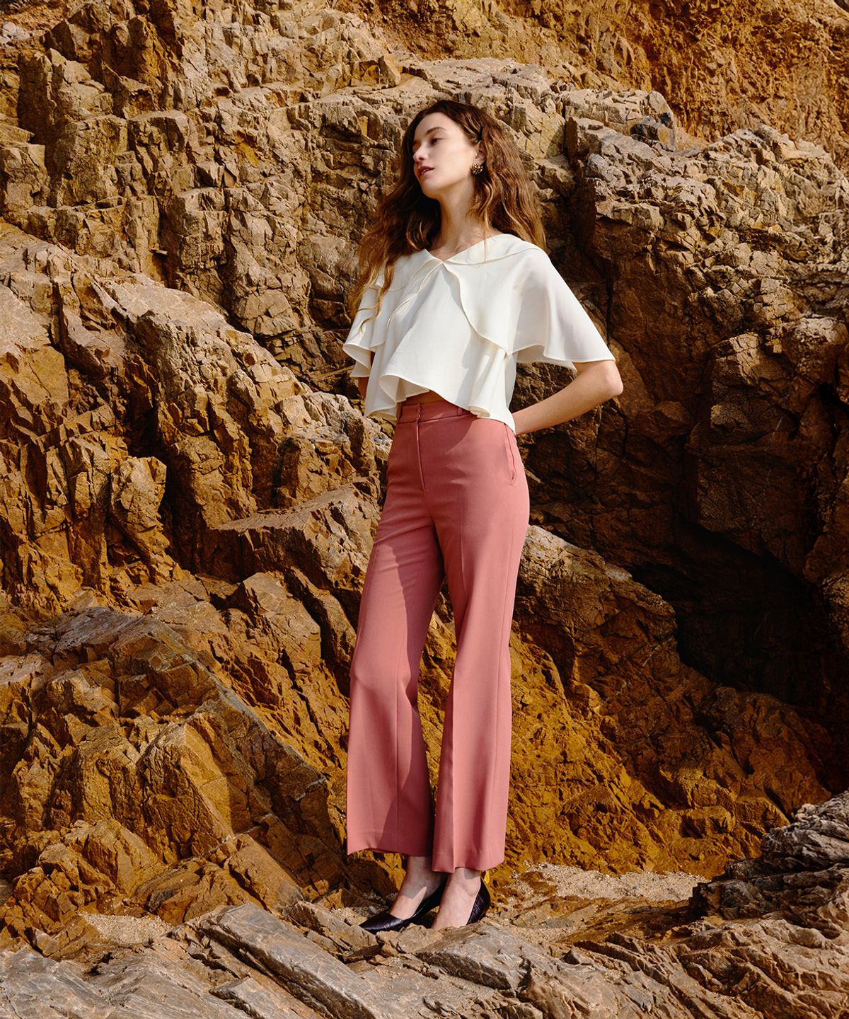 아이스가든에이오공팔(ICE GARDEN A.508) Flared Trousers_Terra Cotta