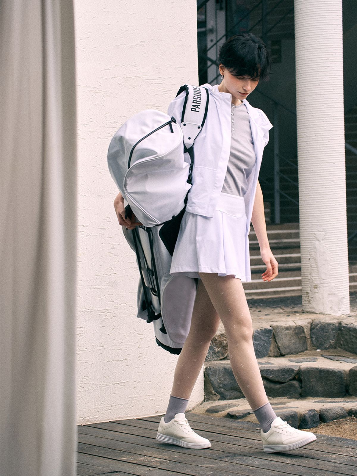 버뮤다그래스(BERMUDAGRASS) 저지 스커트 팬츠-WHITE
