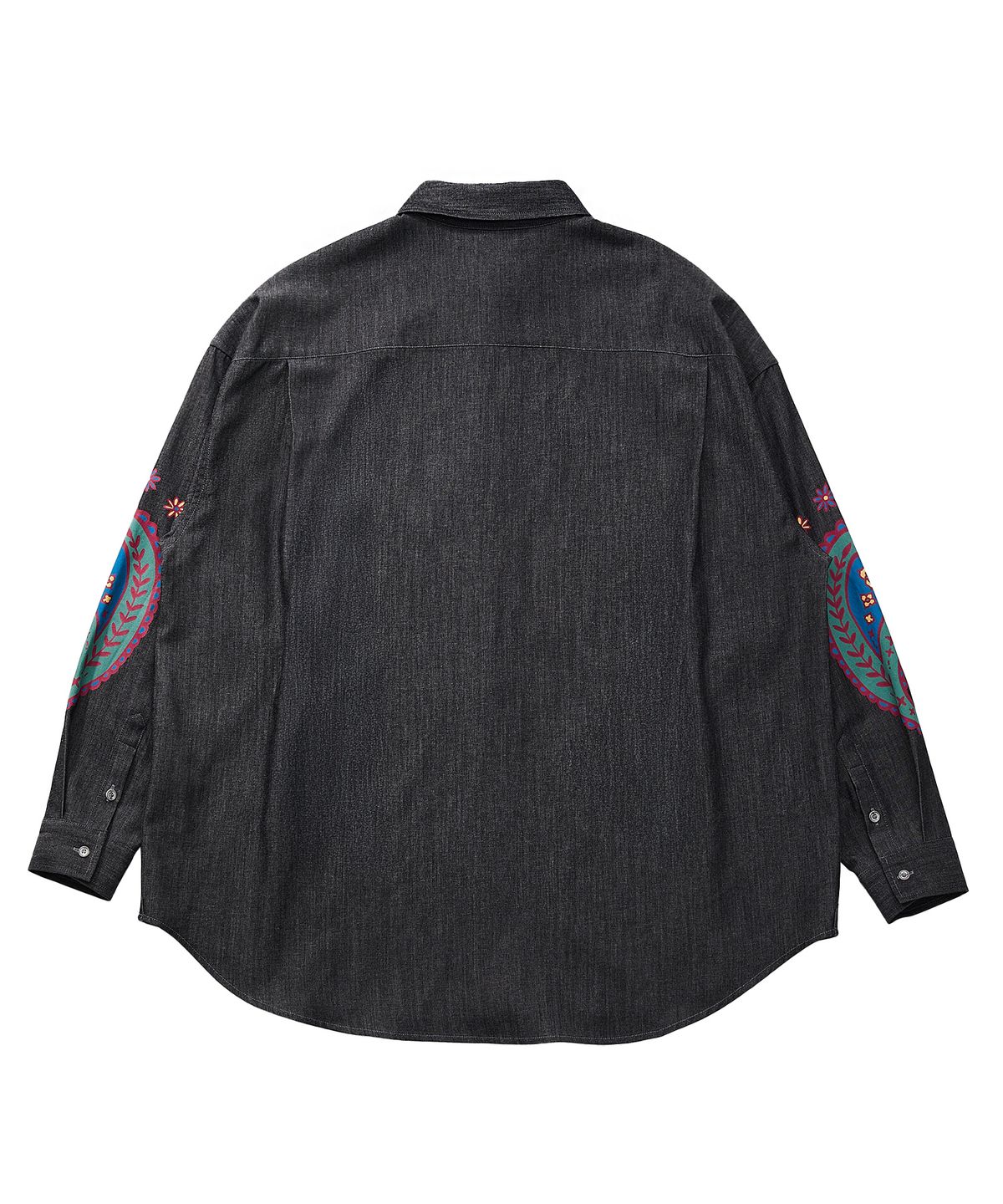 어낫띵(A NOTHING) PAISLEY PRT. DENIM PLEATS SHIRT (Black)