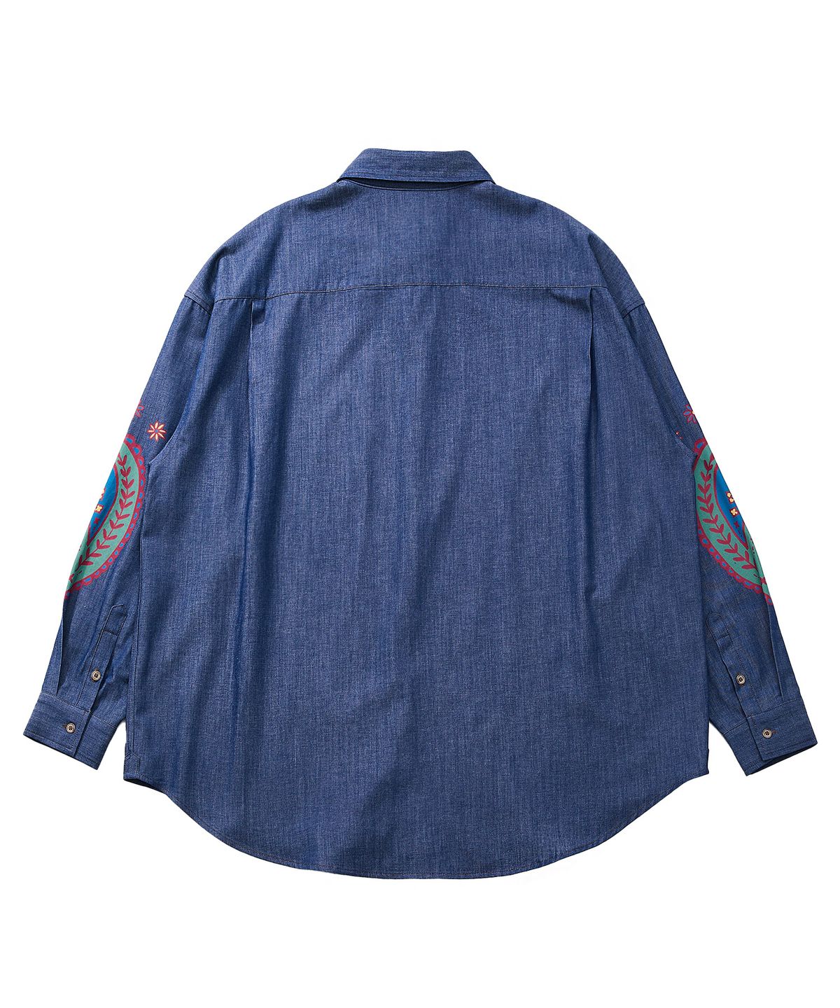 어낫띵(A NOTHING) PAISLEY PRT. DENIM PLEATS SHIRT (Blue)