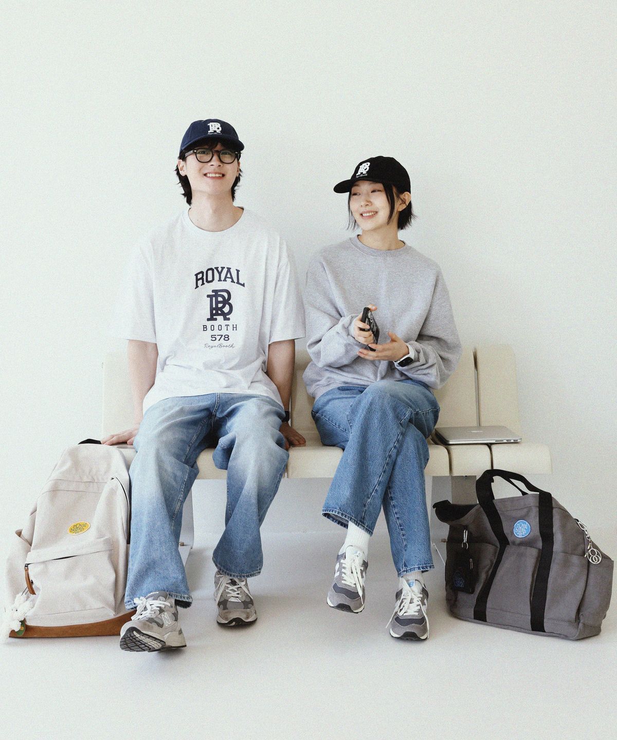 로얄부스(ROYALBOOTH) 피치 워시드 캔버스 멀티 크로스백 [차콜그레이]