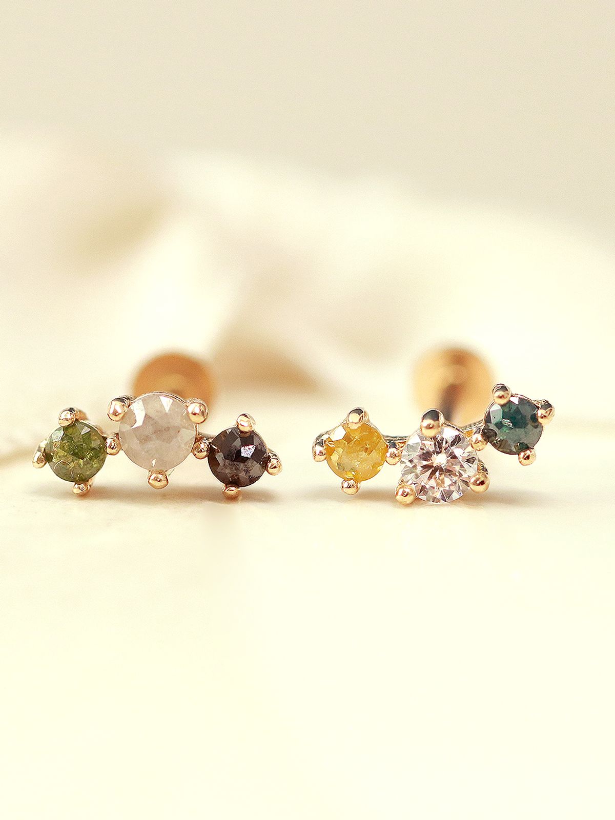 미니멀피어싱(MINIMALPIERCING) 14K 인터널 조각 러프다이아 라블렛 피어싱