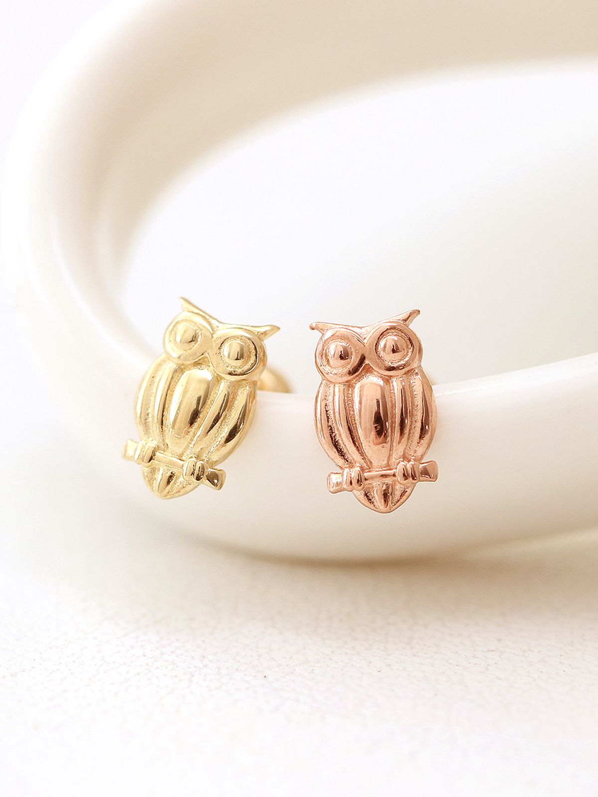 미니멀피어싱(MINIMALPIERCING) 14K 골드 부엉이 피어싱 귀걸이