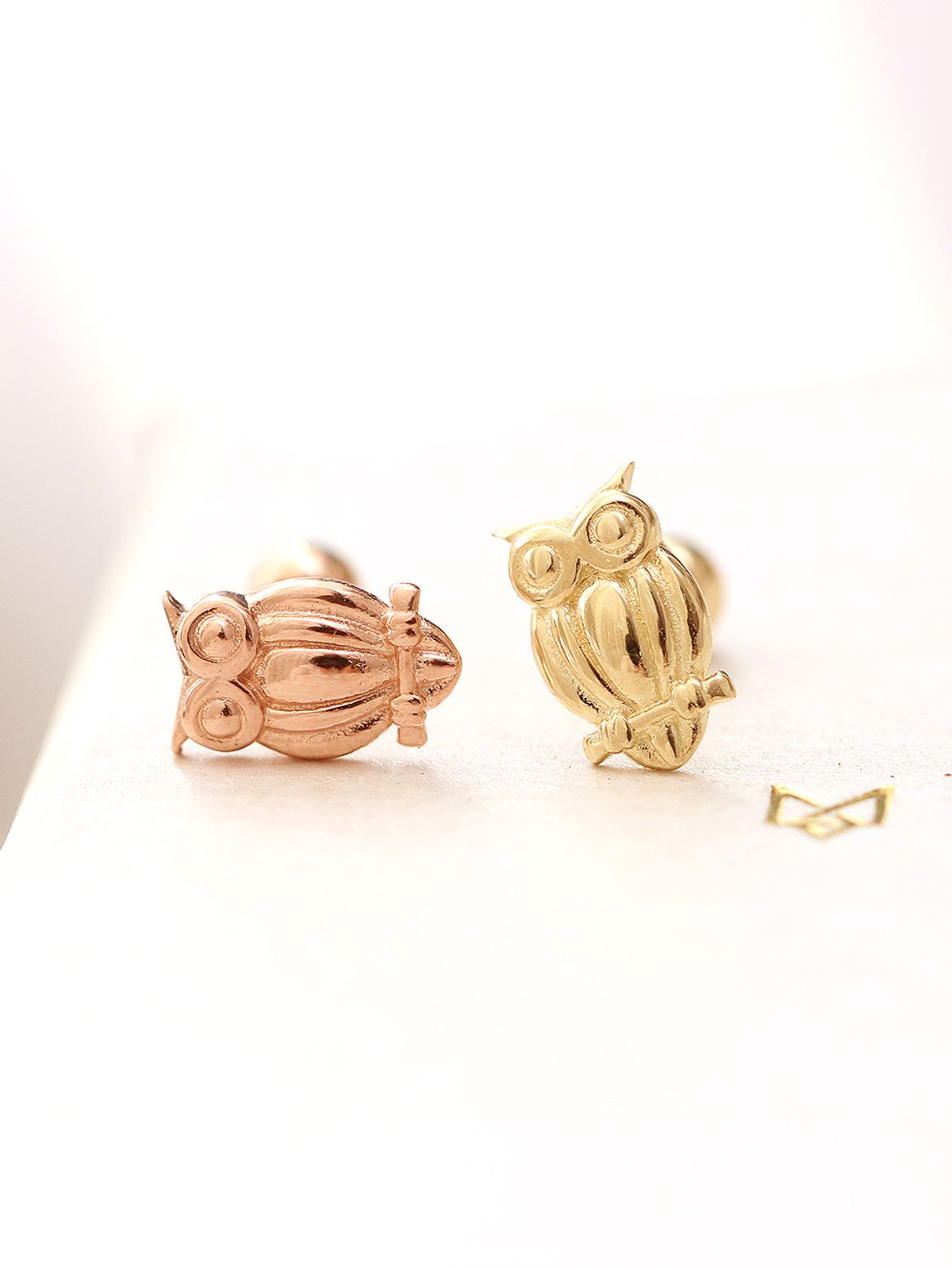 미니멀피어싱(MINIMALPIERCING) 14K 골드 부엉이 피어싱 귀걸이