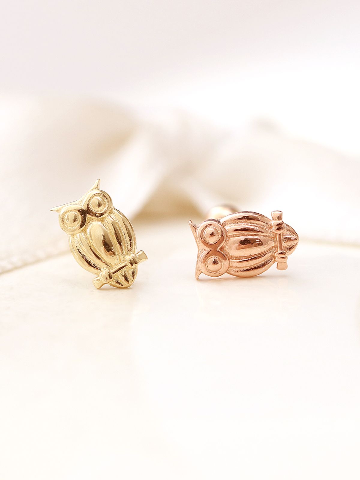 미니멀피어싱(MINIMALPIERCING) 14K 골드 부엉이 피어싱 귀걸이