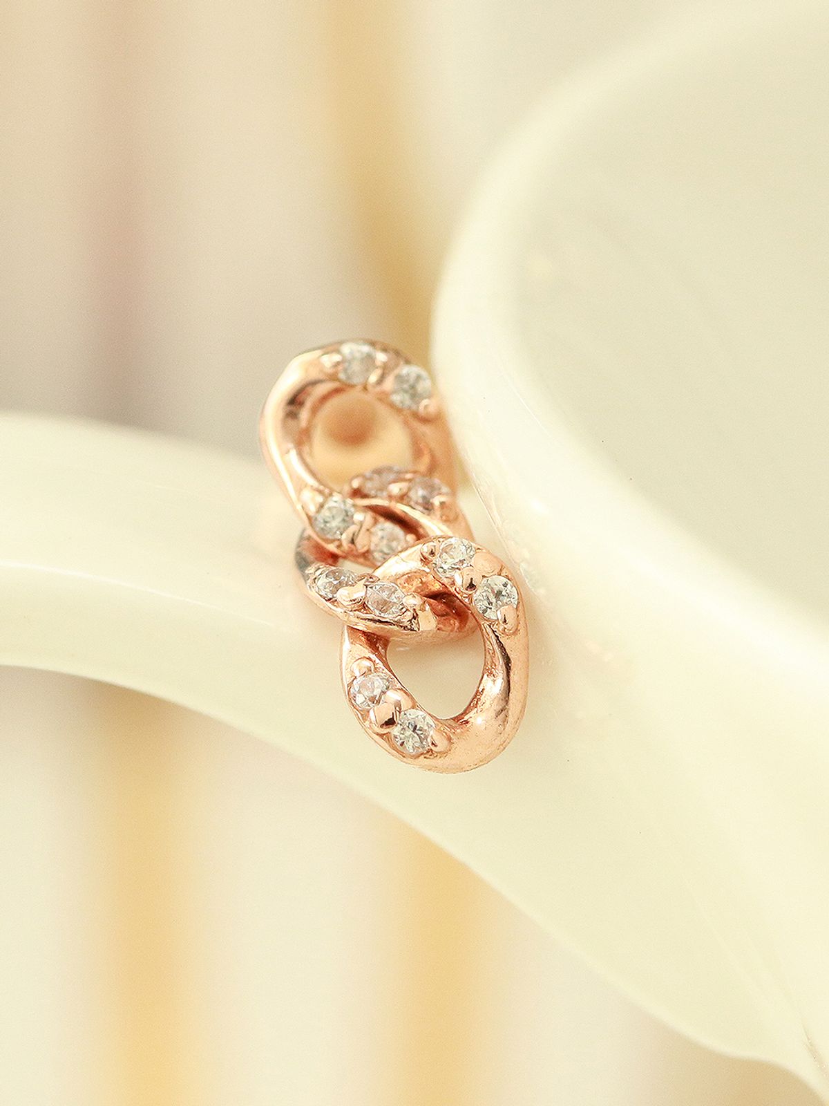 미니멀피어싱(MINIMALPIERCING) 14K 드롭 큐빅 체인 피어싱 귀걸이