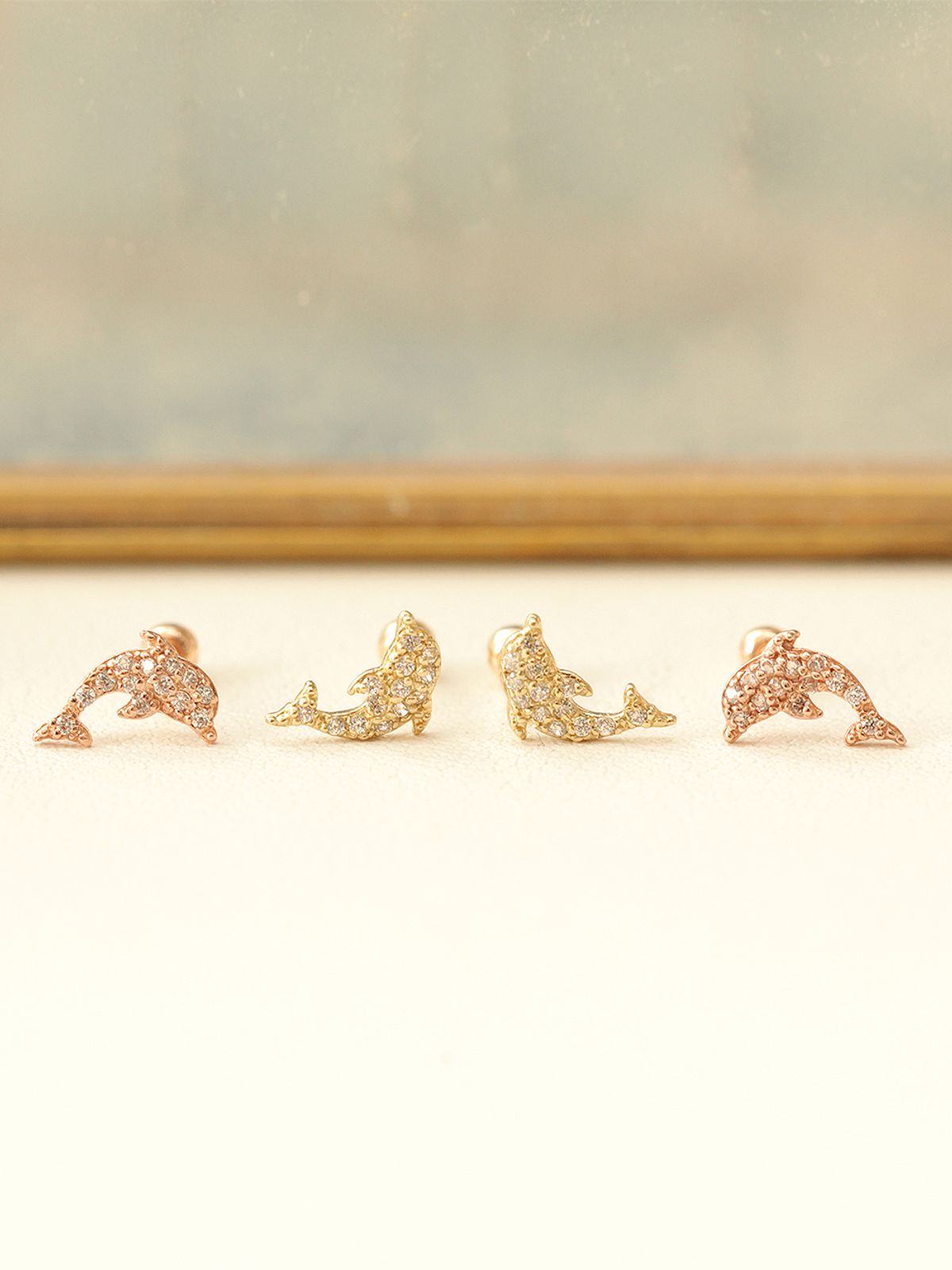 미니멀피어싱(MINIMALPIERCING) 14K 블링 돌고래 피어싱 귀걸이