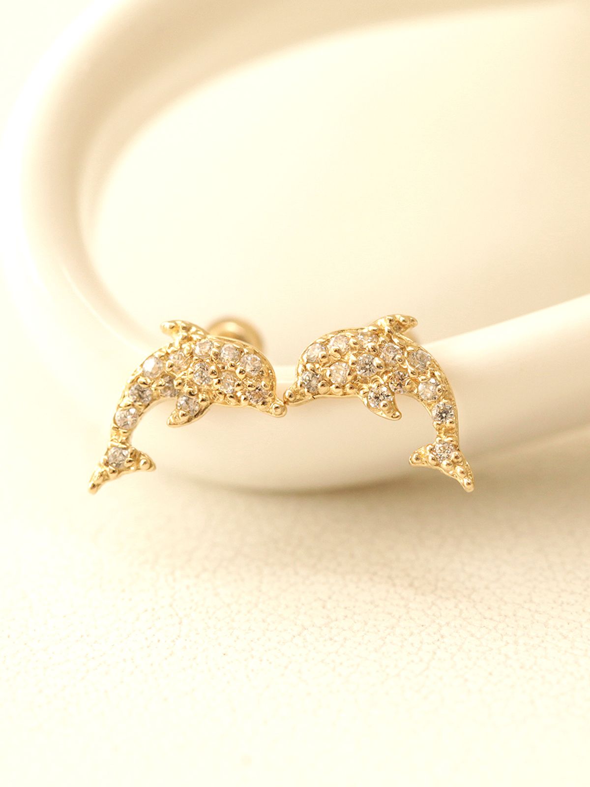 미니멀피어싱(MINIMALPIERCING) 14K 블링 돌고래 피어싱 귀걸이
