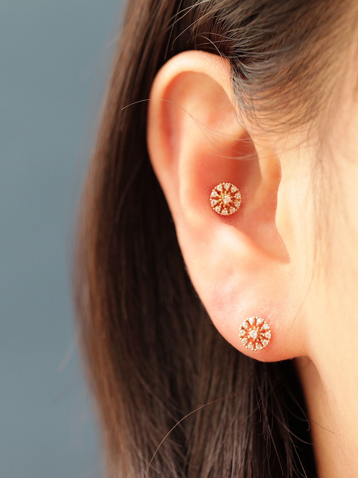 미니멀피어싱(MINIMALPIERCING) 14K 블링 스노우 큐빅 피어싱 귀걸이
