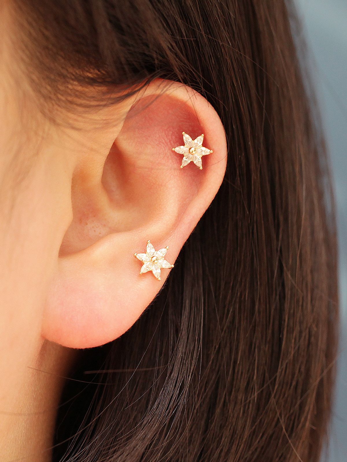 미니멀피어싱(MINIMALPIERCING) 14K 스노우 플라워 피어싱 귀걸이