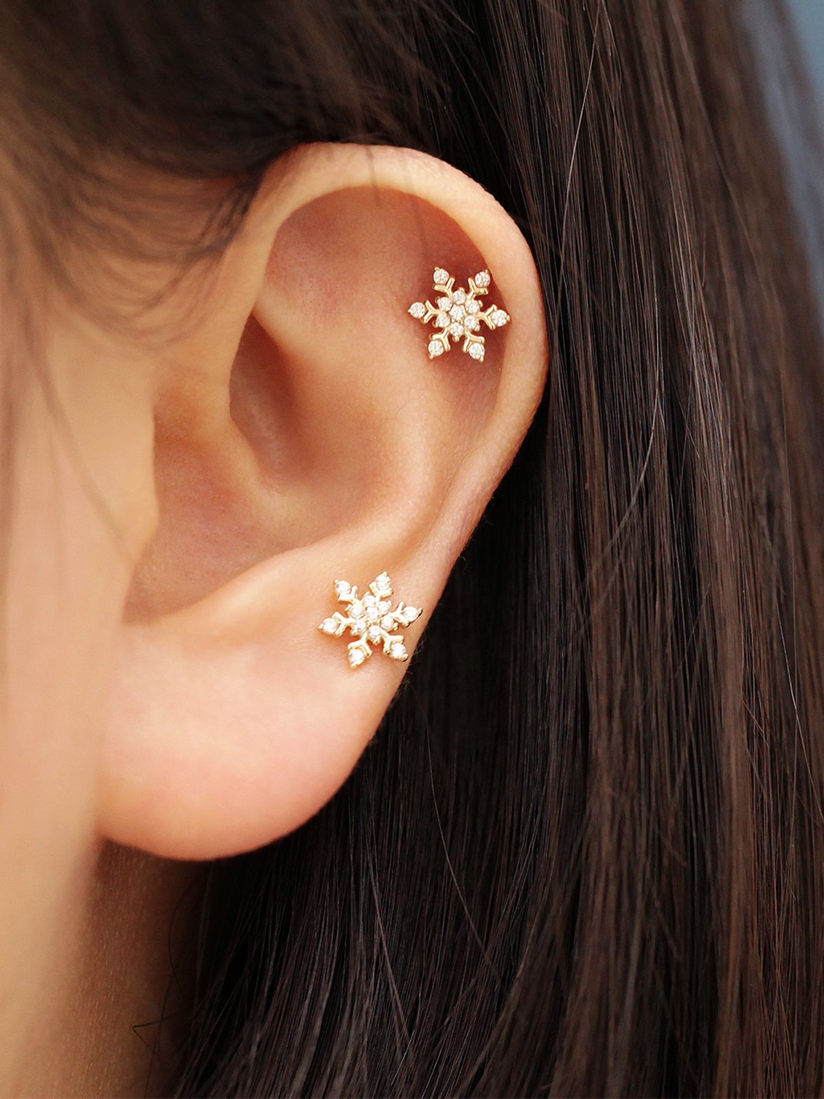 미니멀피어싱(MINIMALPIERCING) 14K 눈꽃 피어싱 귀걸이