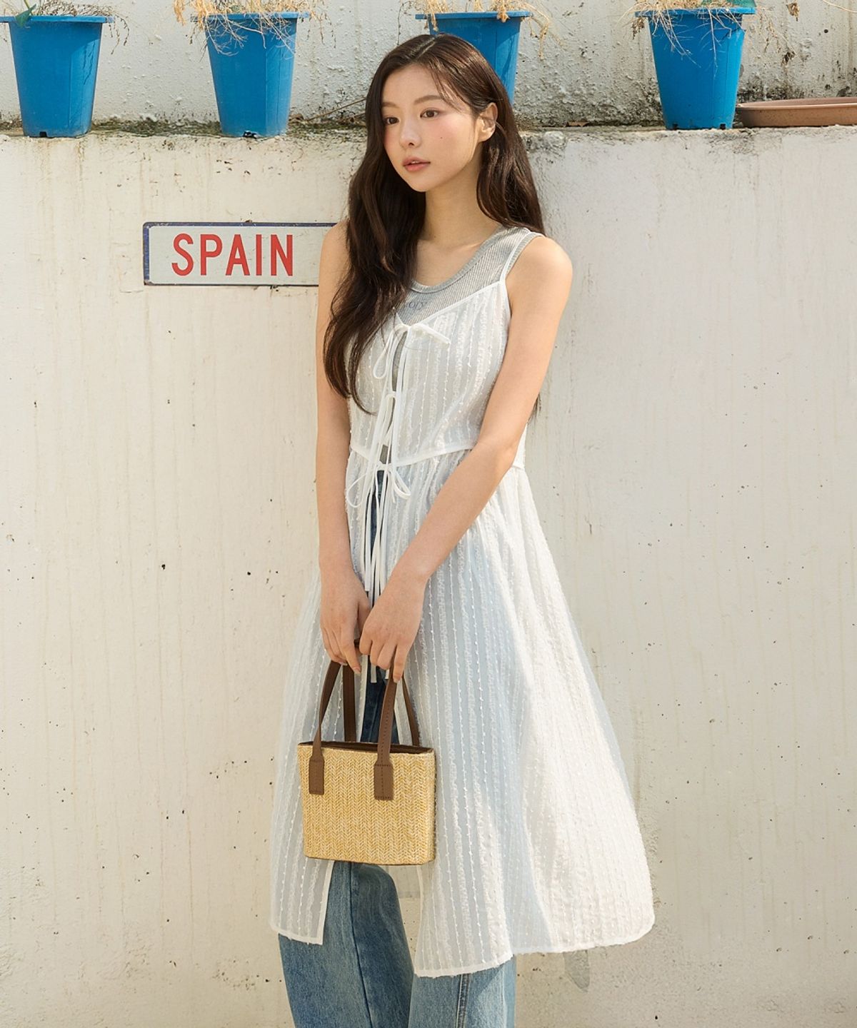 올리브 데 올리브(OLIVE DES OLIVE) 레이스 슬리브리스 레이어드 원피스 OH5MO5510
