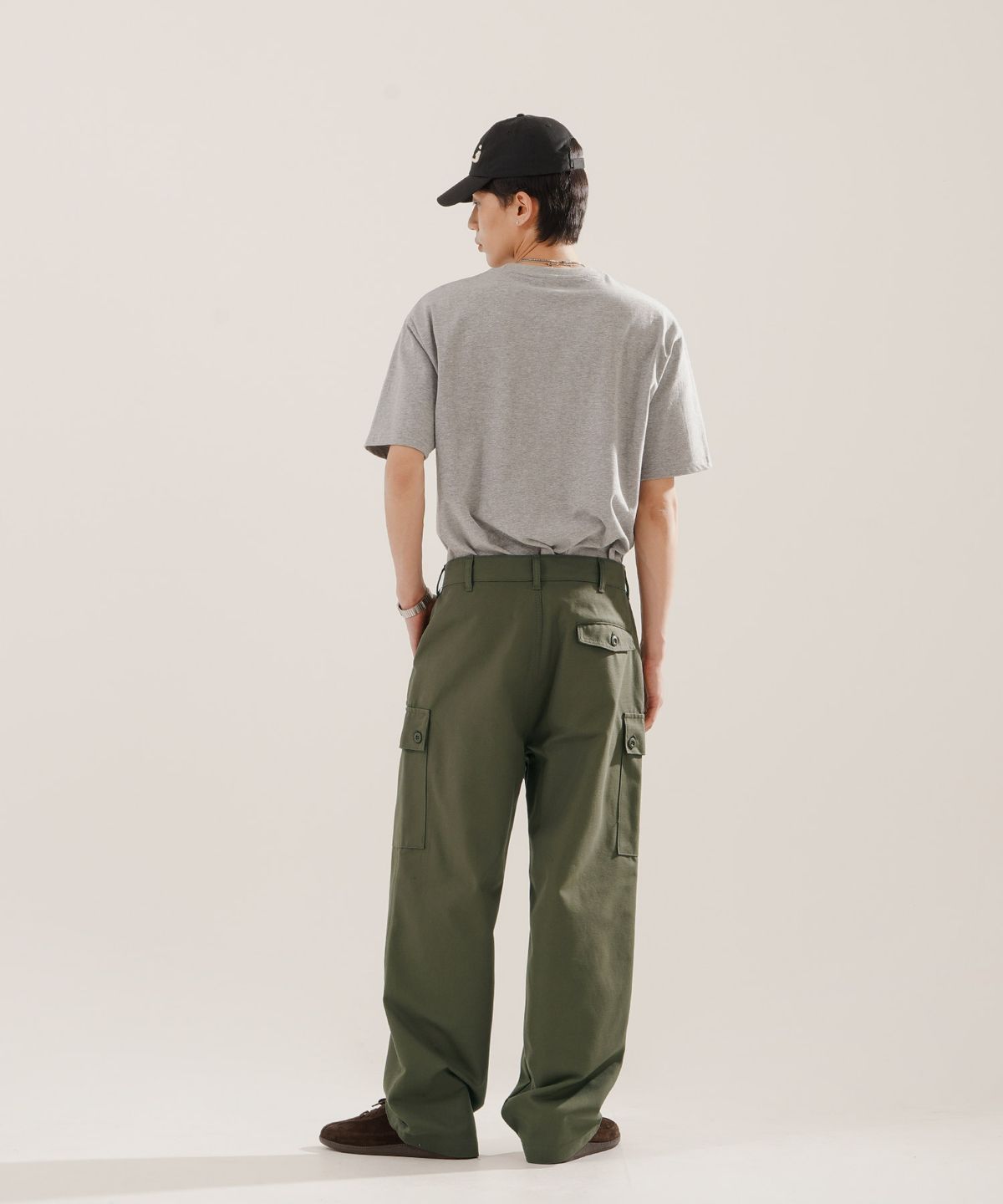 퍼스텝(PERSTEP) 뉴라인 카고 와이드 워크팬츠 카키 JYLP4694