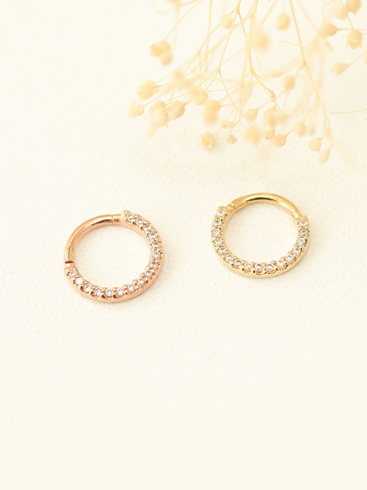 미니멀피어싱(MINIMALPIERCING) 14K 데이스 큐빅 원터치 링 피어싱
