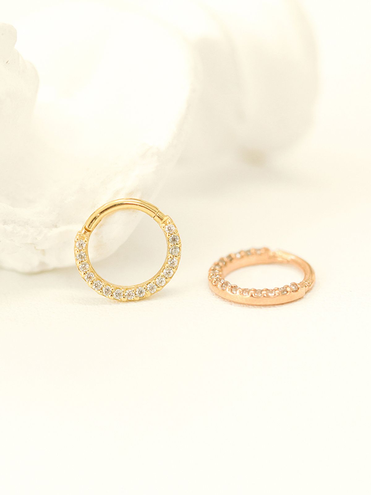 미니멀피어싱(MINIMALPIERCING) 14K 데이스 큐빅 원터치 링 피어싱