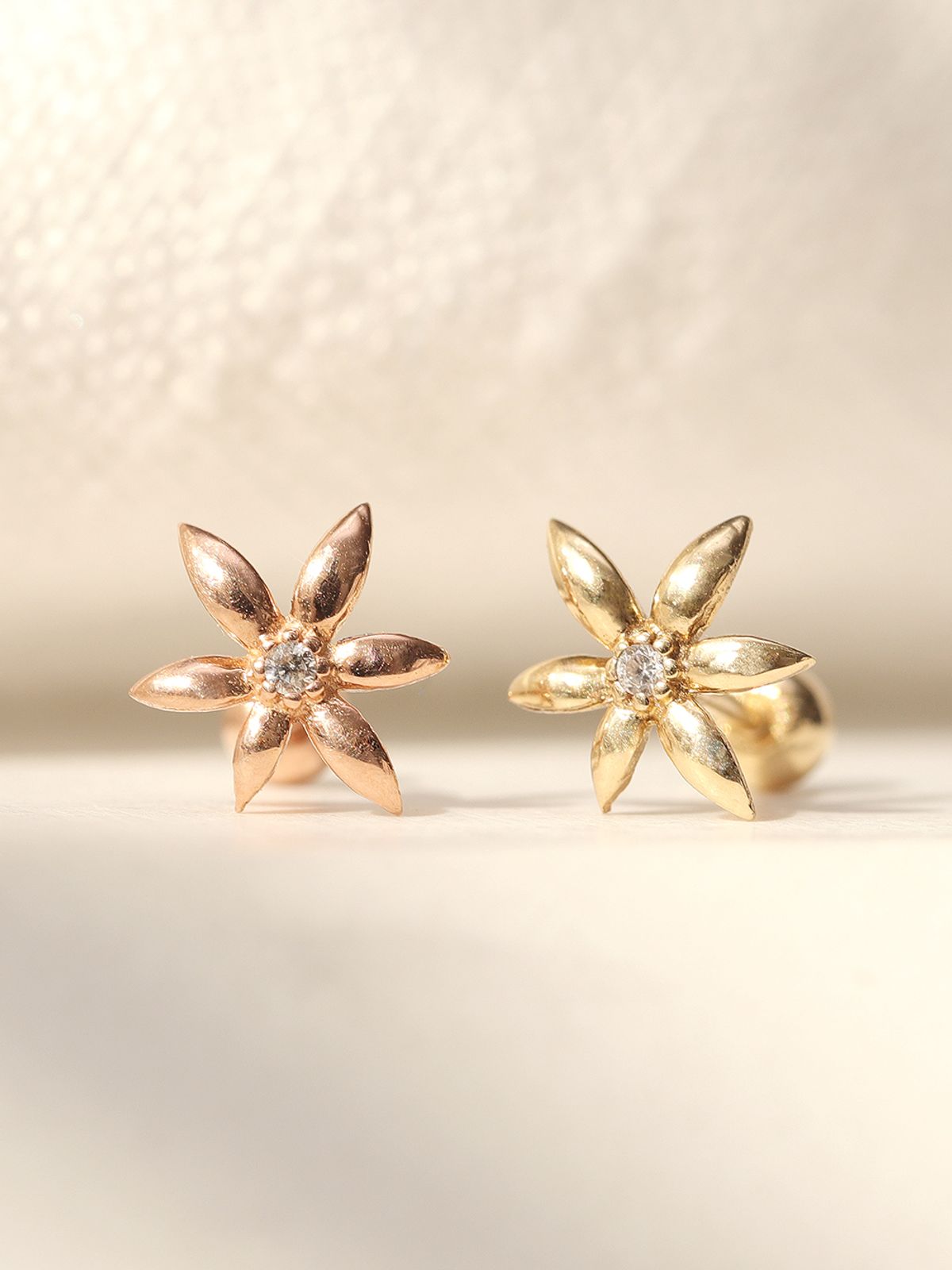 미니멀피어싱(MINIMALPIERCING) 14K 미니 큐빅 야자수 피어싱 귀걸이