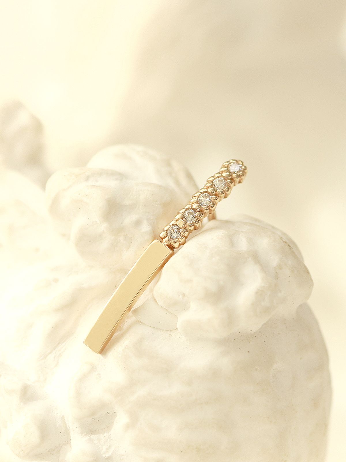 미니멀피어싱(MINIMALPIERCING) 14K 버블 큐빅 롱스틱 피어싱 귀걸이