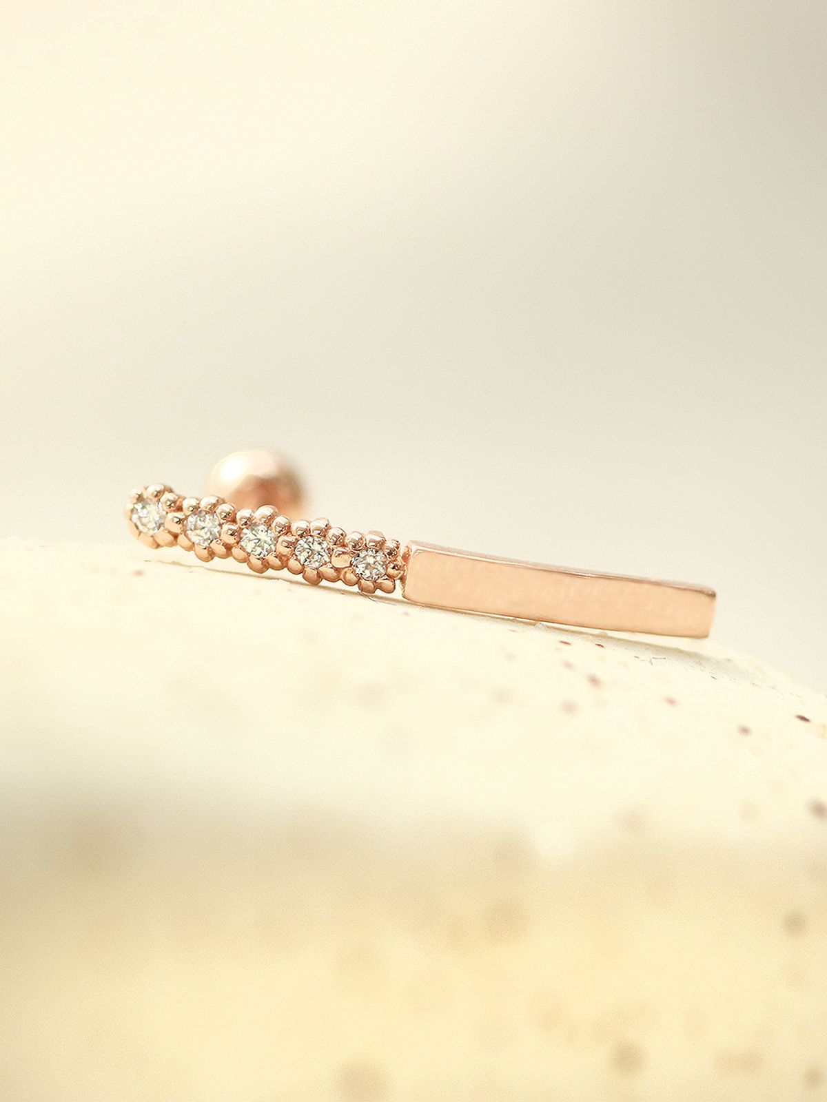 미니멀피어싱(MINIMALPIERCING) 14K 버블 큐빅 롱스틱 피어싱 귀걸이
