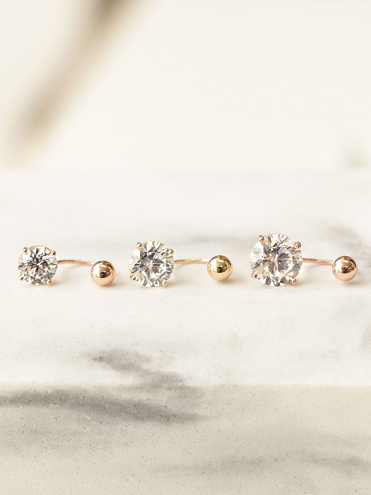미니멀피어싱(MINIMALPIERCING) 14K 큐빅 피어싱 귀걸이 배꼽피어싱 6mm,7mm,8mm