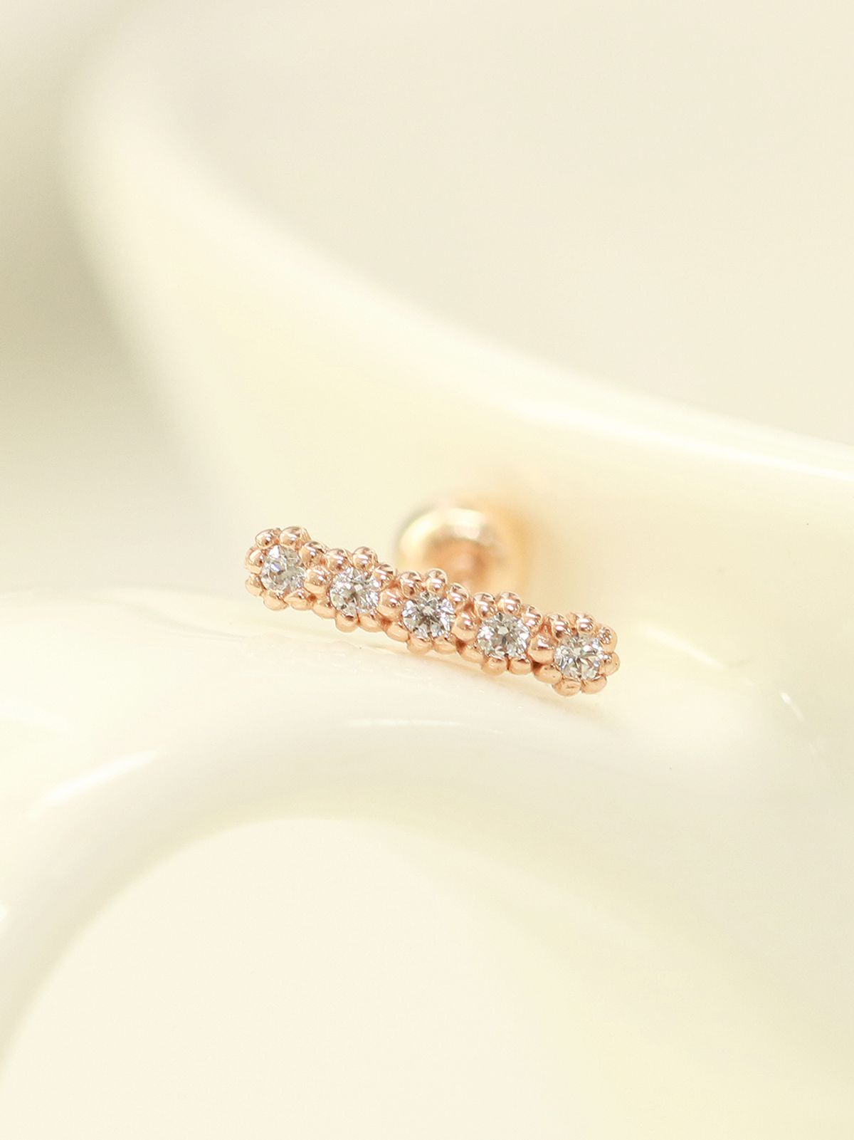 미니멀피어싱(MINIMALPIERCING) 14K 버블 큐빅 스틱바 피어싱 귀걸이