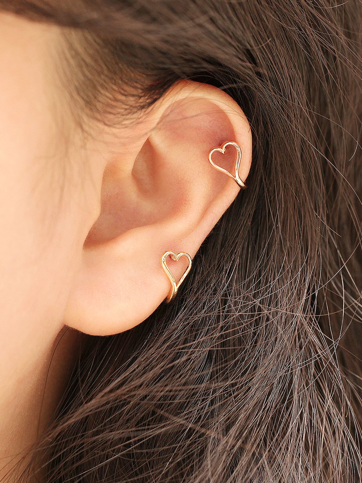 미니멀피어싱(MINIMALPIERCING) 14K 하트 포인트 하프 링 피어싱 귀걸이