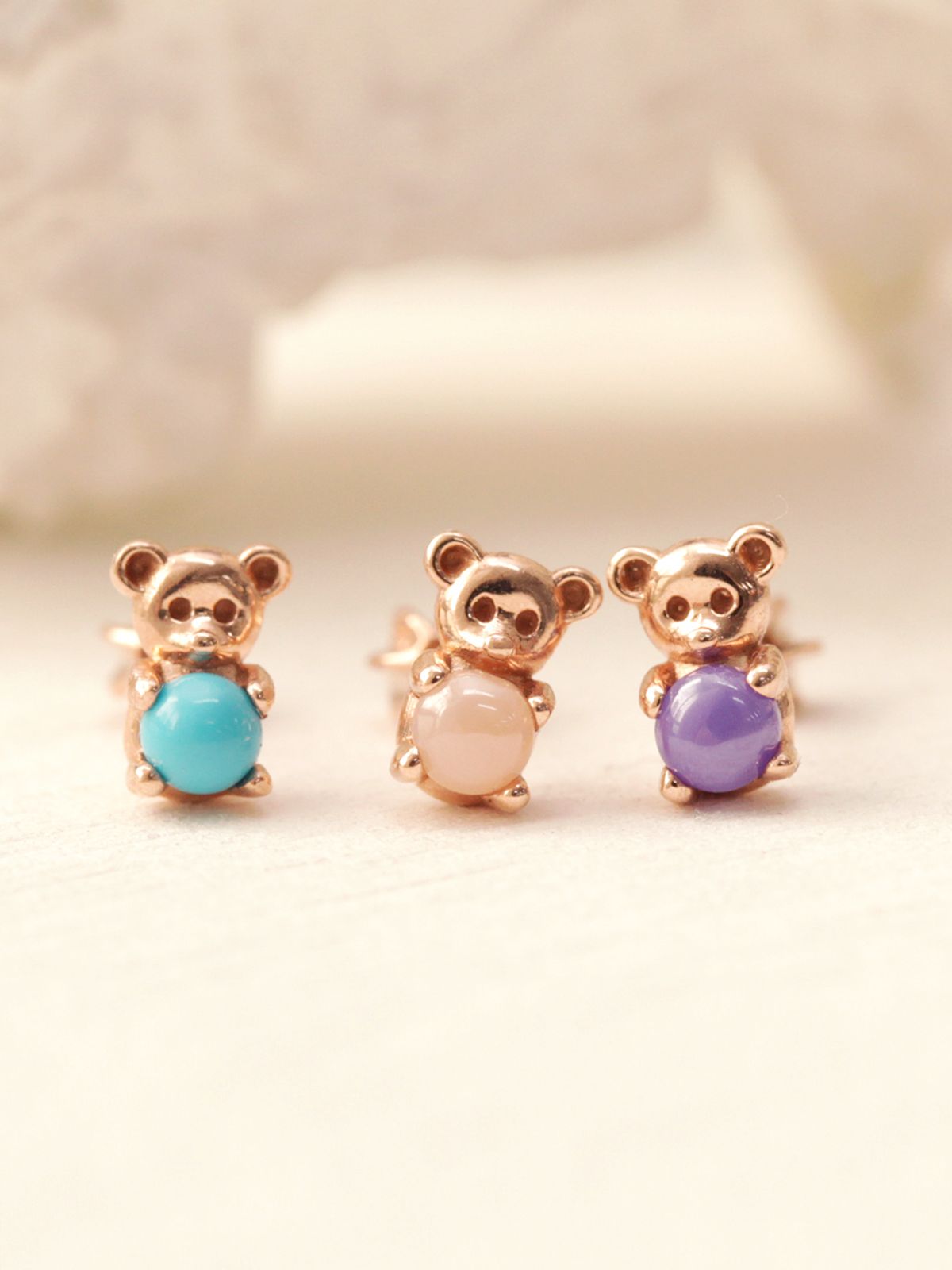 미니멀피어싱(MINIMALPIERCING) 14K 곰돌이 원석 피어싱