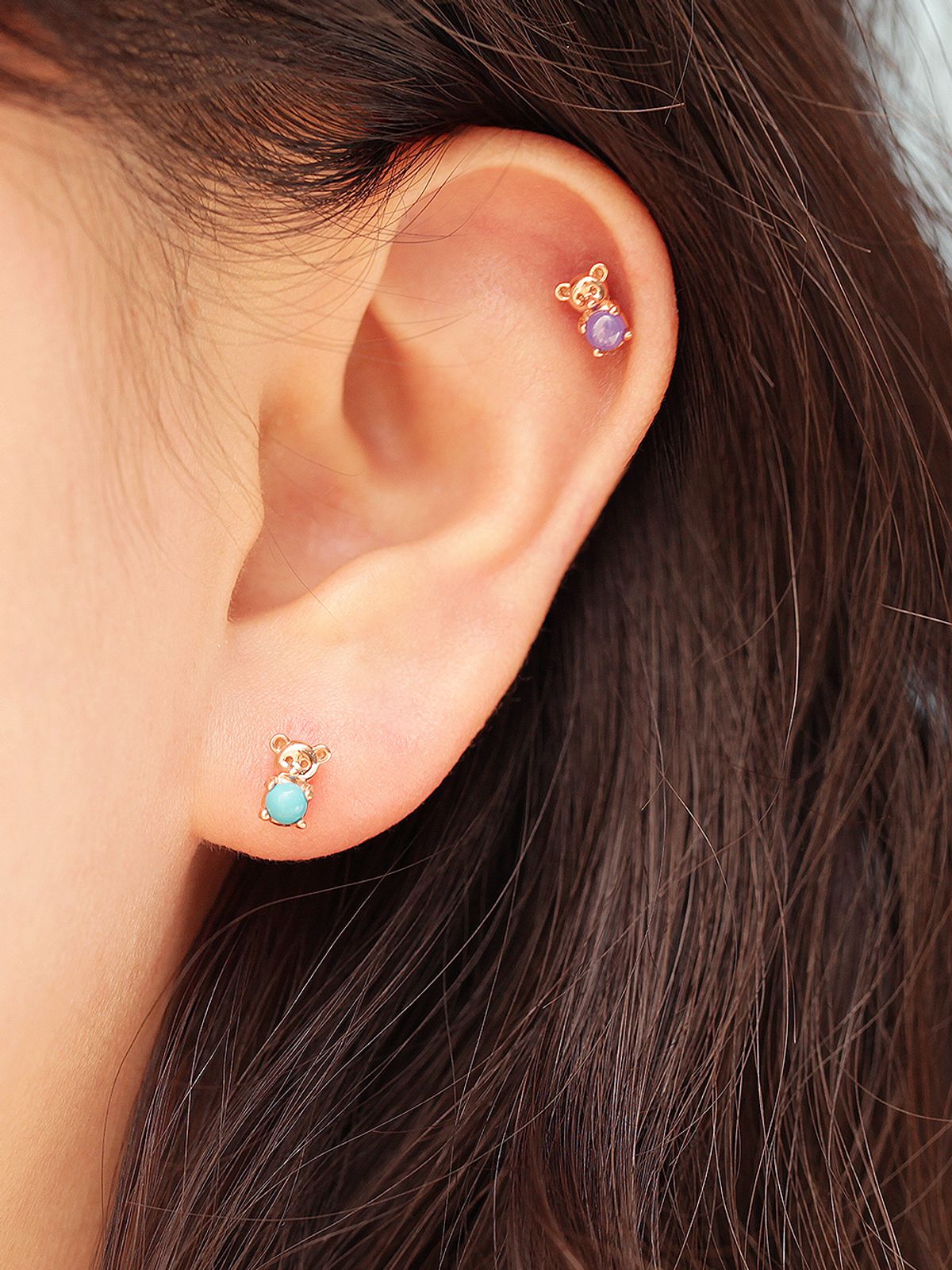 미니멀피어싱(MINIMALPIERCING) 14K 곰돌이 원석 피어싱
