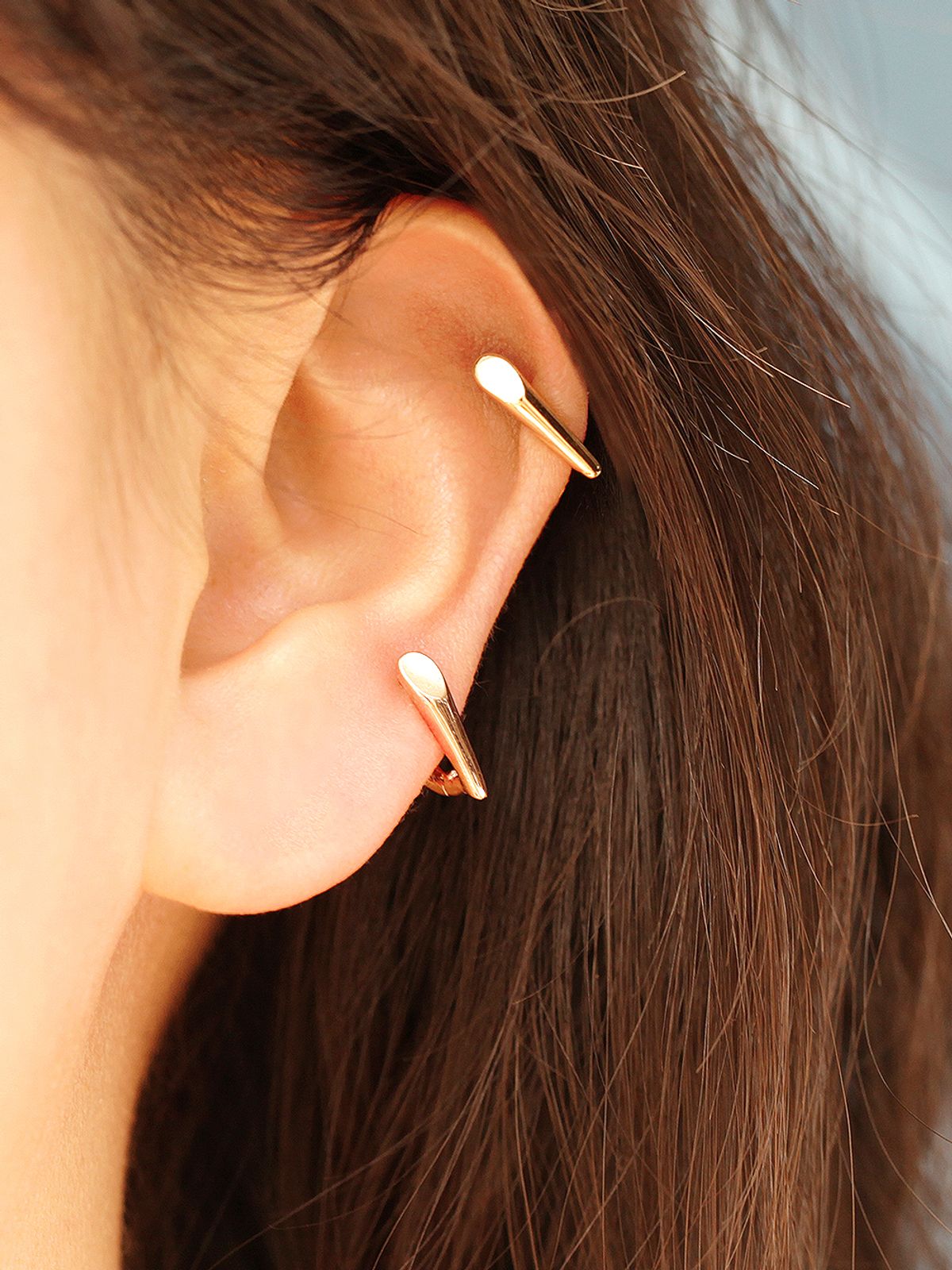 미니멀피어싱(MINIMALPIERCING) 14K 18K 볼륨 스틱 원터치 링 피어싱 귀걸이