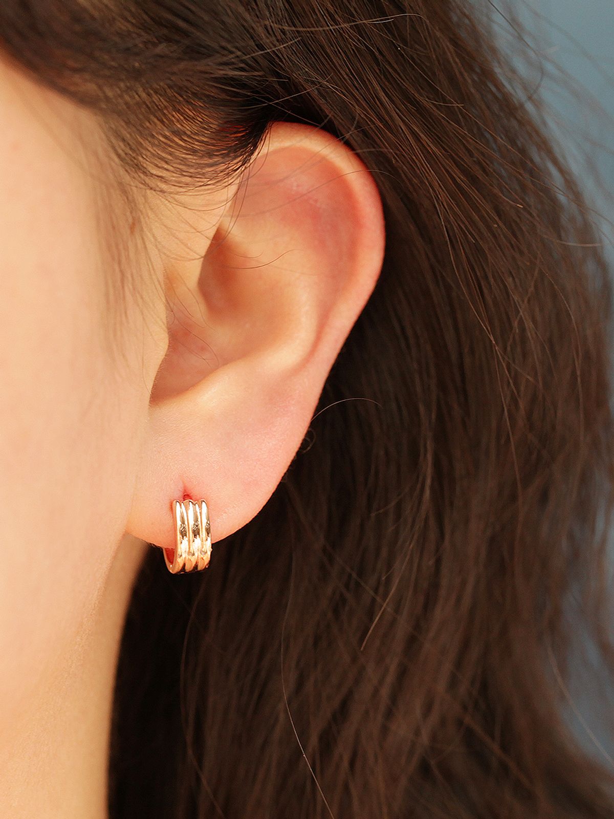 미니멀피어싱(MINIMALPIERCING) 14K 미니 세줄 볼드 원터치 링피어싱 귀걸이