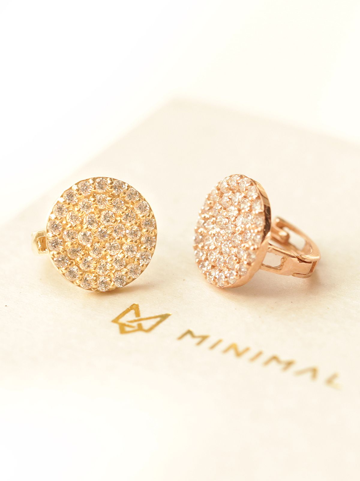 미니멀피어싱(MINIMALPIERCING) 14K 블링 큐빅 라운드 원터치 링피어싱 귀걸이