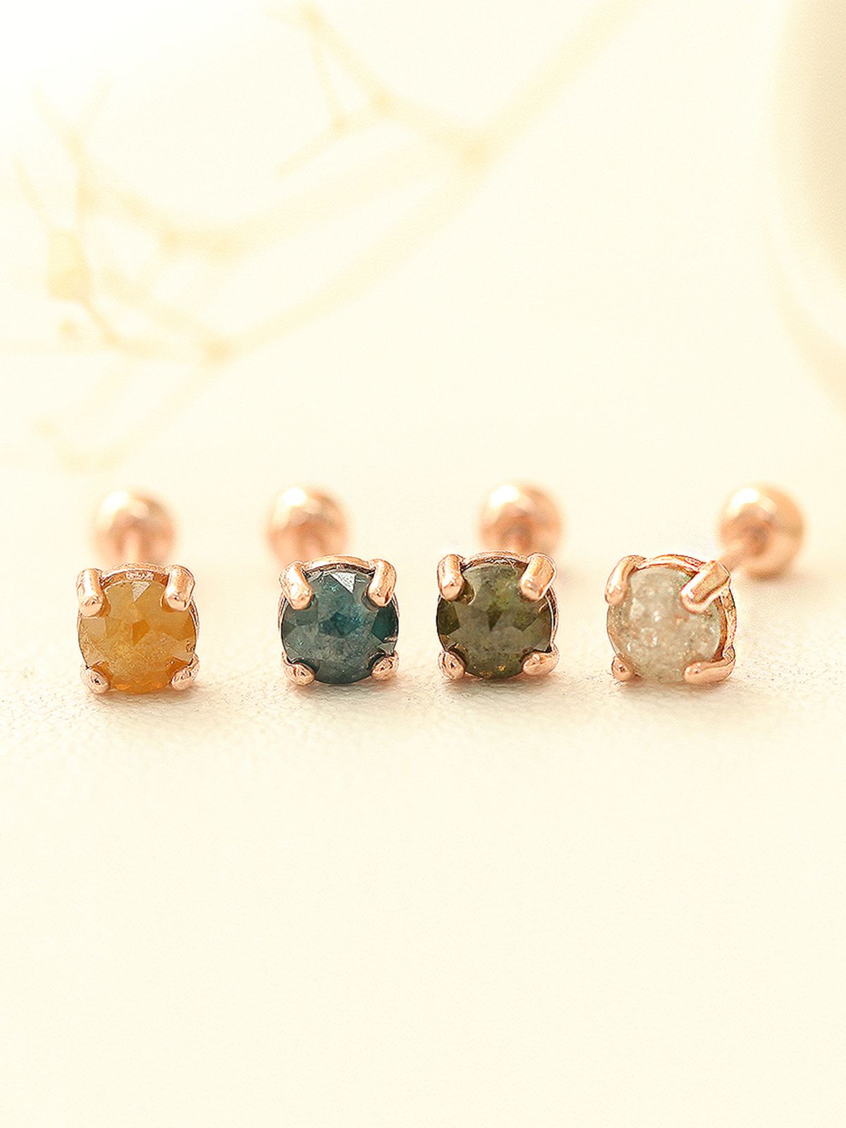 미니멀피어싱(MINIMALPIERCING) 14K 데일리 러프다이아 피어싱 귀걸이 4mm