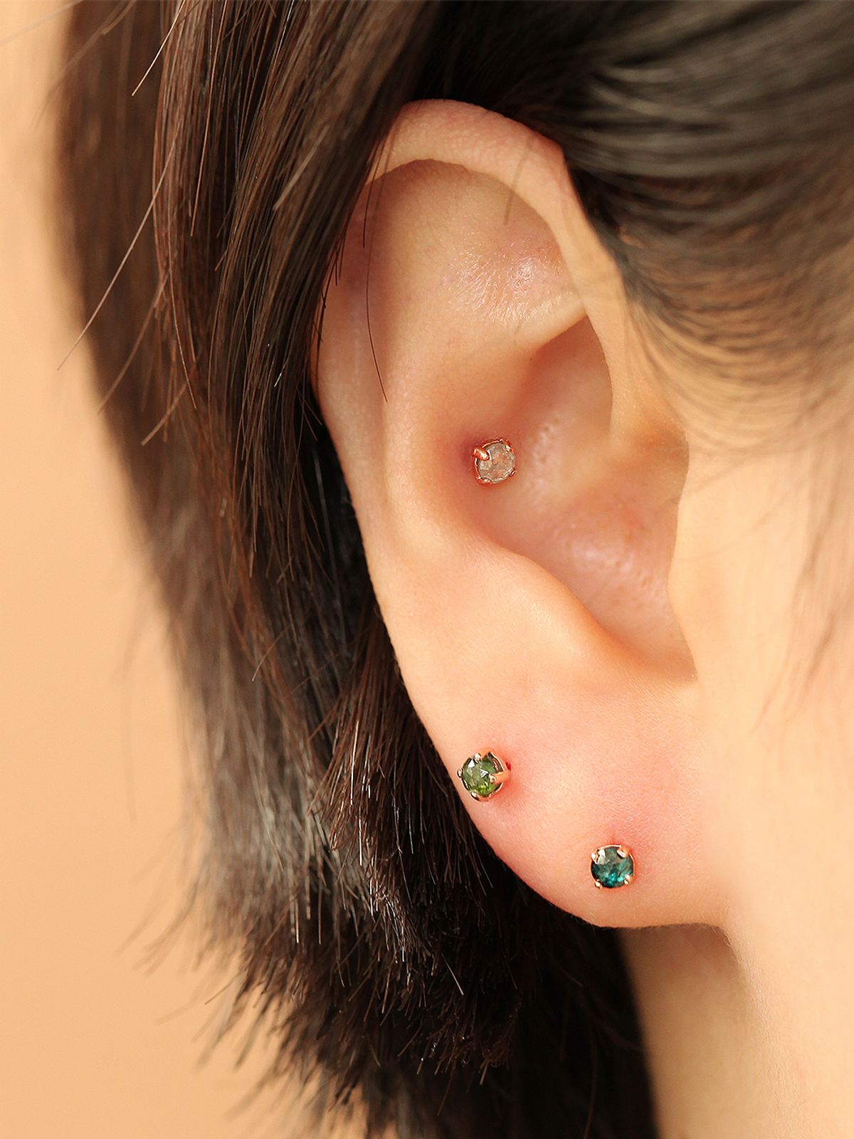 미니멀피어싱(MINIMALPIERCING) 14K 데일리 러프다이아 피어싱 귀걸이 3mm